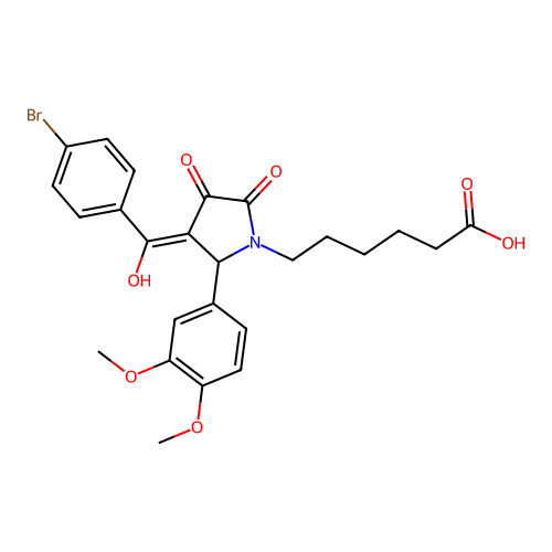 6-(3-(4-bromobenzoyl)-2-(3,4-dimethoxyphenyl)-4-hydroxy-5-oxo-2,5-dihydro-1H-pyrrol-1-yl)hexanoic acid structure