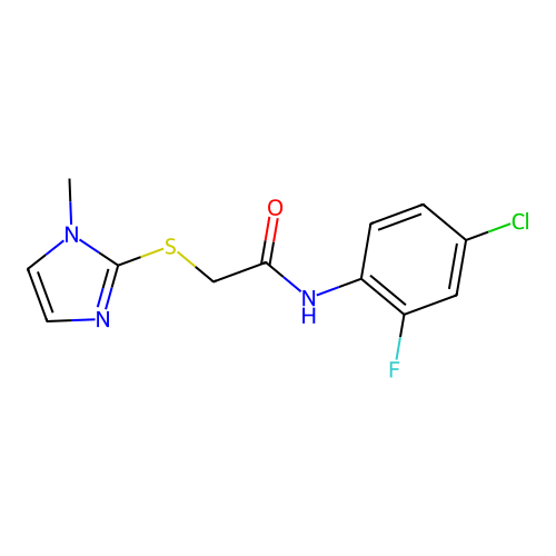 N-(4-chloro-2-fluorophenyl)-2-[(1-methyl-1H-imidazol-2-yl)sulfanyl]acetamide structure