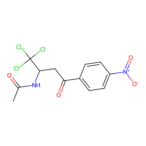 N-[1,1,1-trichloro-4-(4-nitrophenyl)-4-oxobutan-2-yl]acetamide structure