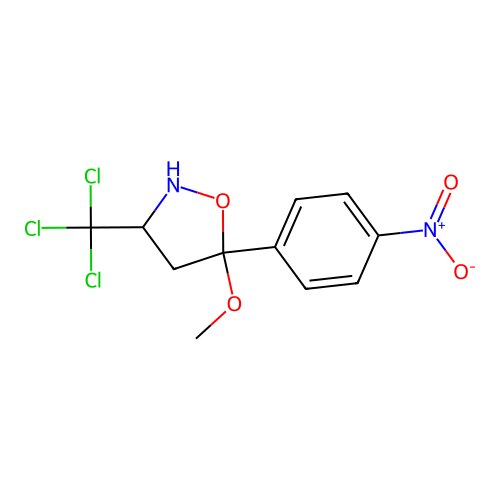 5-Methoxy-5-(4-nitrophenyl)-3-(trichloromethyl)-1,2-oxazolidine structure