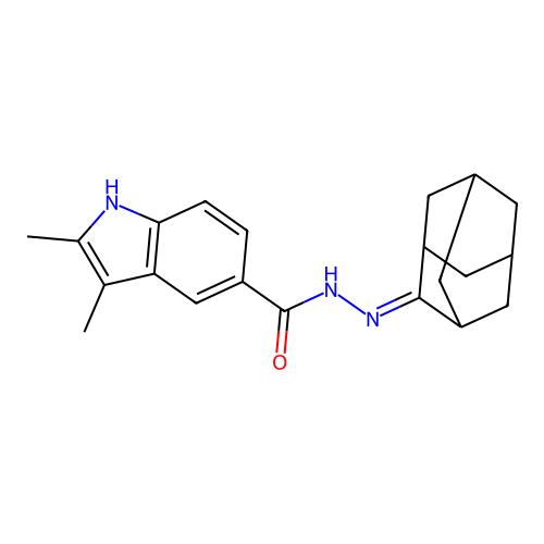 N'-((1r,3r,5R,7S)-adamantan-2-ylidene)-2,3-dimethyl-1H-indole-5-carbohydrazide structure