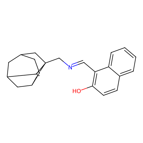 1-{(E)-[(tricyclo[4.3.1.1~3,8~]undec-1-ylmethyl)imino]methyl}naphthalen-2-ol structure