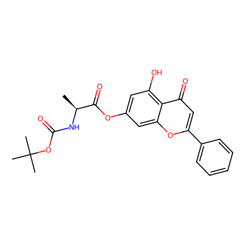 (S)-5-hydroxy-4-oxo-2-phenyl-4H-chromen-7-yl 2-((tert-butoxycarbonyl)amino)propanoate structure