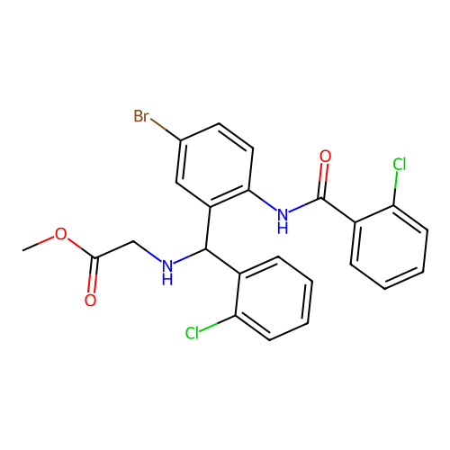 Methyl 2-[[[5-bromo-2-[(2-chlorobenzoyl)amino]phenyl]-(2-chlorophenyl)methyl]amino]acetate structure