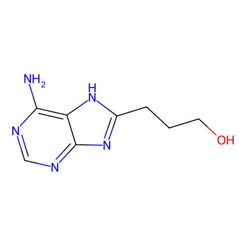 3-(6-amino-7H-purin-8-yl)propan-1-ol structure