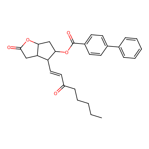 [1,1'-Biphenyl]-4-carboxylic acid (3aR,4R,5R,6aS)-hexahydro-2-oxo-4-[(1E)-3-oxo-1-oCtenyl]-2H-cyclopenta[b]furan-5-yl ester structure