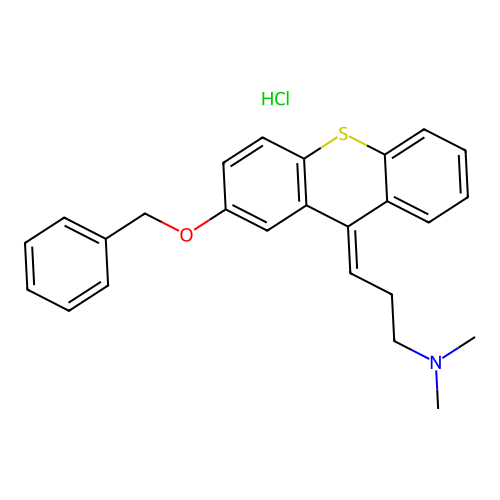 Thioxanthene-delta(sup 9,gamma)-propylamine, 2-(benzyloxy)-, hydrochloride (Z)- structure