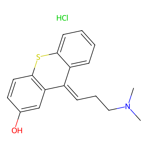 Thioxanthen-2-ol, 9-(3-(dimethylamino)propylidene)-, hydrochloride, (E)- structure