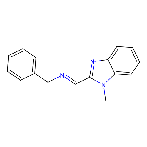 N-[(E)-(1-methyl-1H-benzimidazol-2-yl)methylidene]-1-phenylmethanamine structure