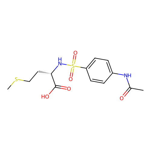 (S)-2-(4-acetamidophenylsulfonamido)-4-(methylthio)butanoic acid structure
