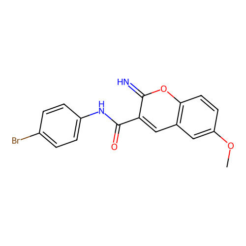 N-(4-bromophenyl)-2-imino-6-methoxy-2H-chromene-3-carboxamide structure