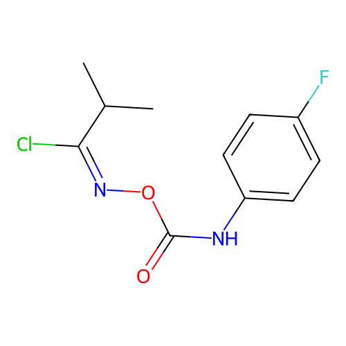 Propanimidoyl chloride, N-[[[(4-fluorophenyl)amino]carbonyl]oxy]-2-methyl- structure