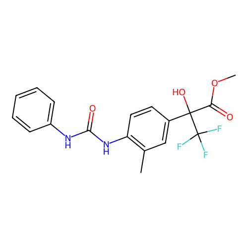 methyl 3,3,3-trifluoro-2-hydroxy-2-(3-methyl-4-(3-phenylureido)phenyl)propanoate structure