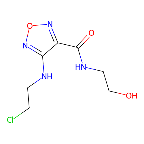 4-[(2-chloroethyl)amino]-N-(2-hydroxyethyl)-1,2,5-oxadiazole-3-carboxamide structure