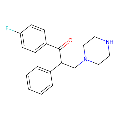 1-(4-Fluorophenyl)-2-phenyl-3-(piperazin-1-yl)propan-1-one structure
