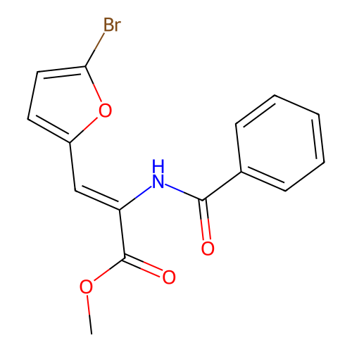 methyl (2Z)-3-(5-bromofuran-2-yl)-2-[(phenylcarbonyl)amino]prop-2-enoate structure