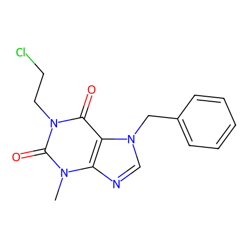 7-benzyl-1-(2-chloroethyl)-3-methyl-3,7-dihydro-1H-purine-2,6-dione structure
