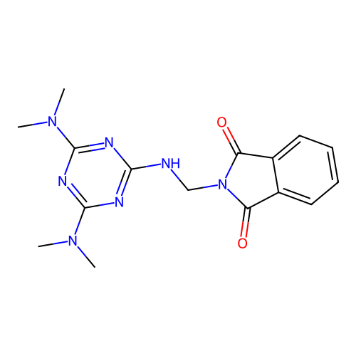 2-(((4,6-bis(dimethylamino)-1,3,5-triazin-2-yl)amino)methyl)isoindoline-1,3-dione structure
