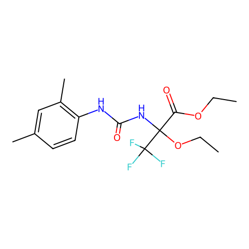 ethyl N-[(2,4-dimethylphenyl)carbamoyl]-2-ethoxy-3,3,3-trifluoroalaninate structure