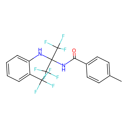 N-(2,2,2-Trifluoro-1-(trifluoromethyl)-1-[2-(trifluoromethyl)anilino]ethyl)-p-toluamide structure