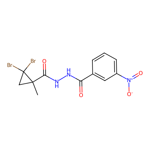 N'-(2,2-dibromo-1-methylcyclopropanecarbonyl)-3-nitrobenzohydrazide structure