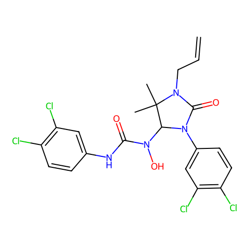 1-(1-allyl-3-(3,4-dichlorophenyl)-5,5-dimethyl-2-oxoimidazolidin-4-yl)-3-(3,4-dichlorophenyl)-1-hydroxyurea structure