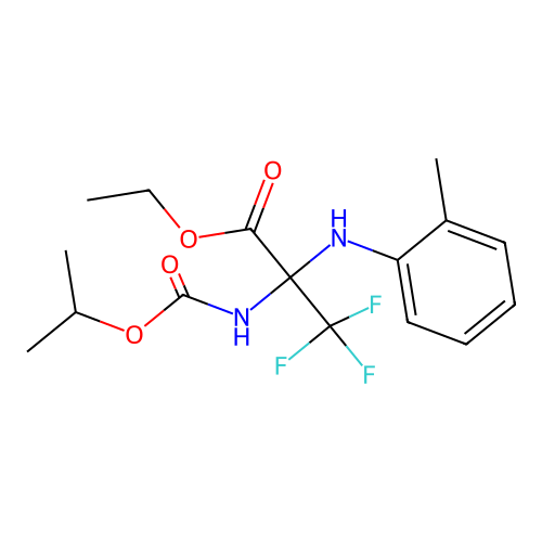 Ethyl 3,3,3-trifluoro-2-((isopropoxycarbonyl)amino)-2-(o-tolylamino)propanoate structure