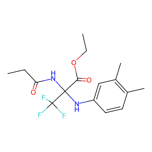 ethyl 2-[(3,4-dimethylphenyl)amino]-3,3,3-trifluoro-N-propanoylalaninate structure