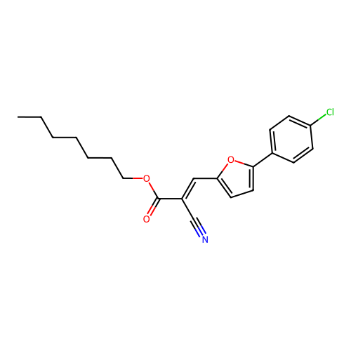 heptyl (2E)-3-[5-(4-chlorophenyl)furan-2-yl]-2-cyanoprop-2-enoate structure