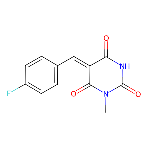 (5Z)-5-(4-fluorobenzylidene)-1-methylpyrimidine-2,4,6(1H,3H,5H)-trione structure