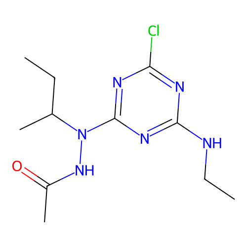 N'-(butan-2-yl)-N'-[4-chloro-6-(ethylamino)-1,3,5-triazin-2-yl]acetohydrazide structure