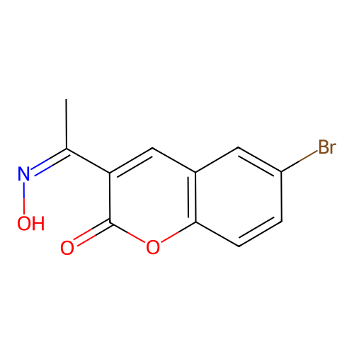 (Z)-6-bromo-3-(1-(hydroxyimino)ethyl)-2H-chromen-2-one structure