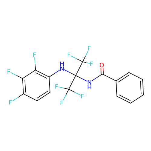 N-(1,1,1,3,3,3-hexafluoro-2-((2,3,4-trifluorophenyl)amino)propan-2-yl)benzamide structure