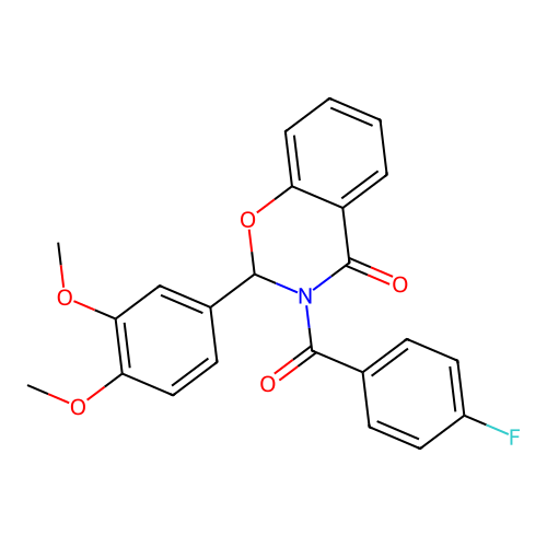 2-(3,4-dimethoxyphenyl)-3-(4-fluorobenzoyl)-2,3-dihydro-4H-1,3-benzoxazin-4-one structure