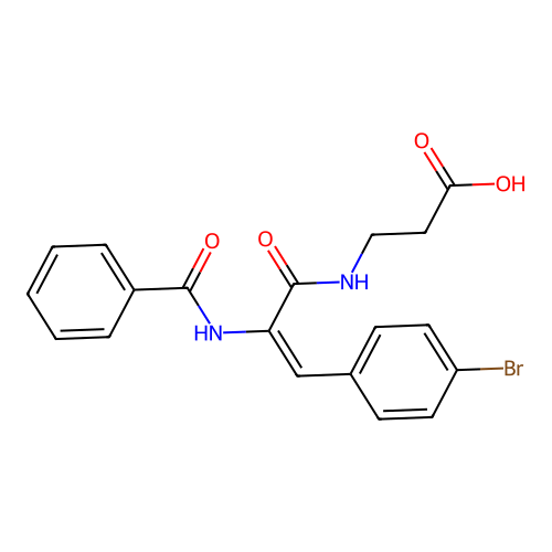 (E)-3-(2-benzamido-3-(4-bromophenyl)acrylamido)propanoic acid structure