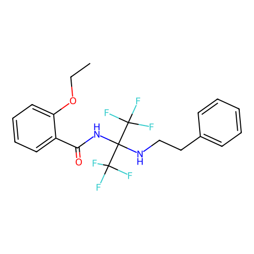 2-ethoxy-N-(1,1,1,3,3,3-hexafluoro-2-(phenethylamino)propan-2-yl)benzamide structure