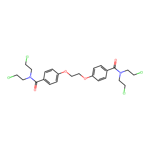 4,4'-[ethane-1,2-diylbis(oxy)]bis[N,N-bis(2-chloroethyl)benzamide] structure