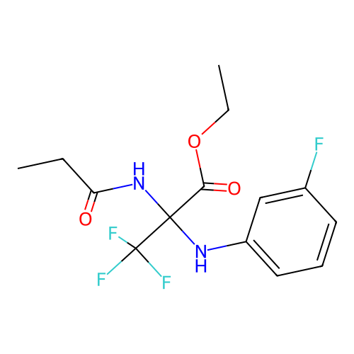 ethyl 3,3,3-trifluoro-2-[(3-fluorophenyl)amino]-N-propanoylalaninate structure