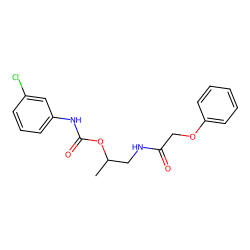 (3-Chloro-phenyl)-carbamic acid 1-methyl-2-(2-phenoxy-acetylamino)-ethyl ester structure