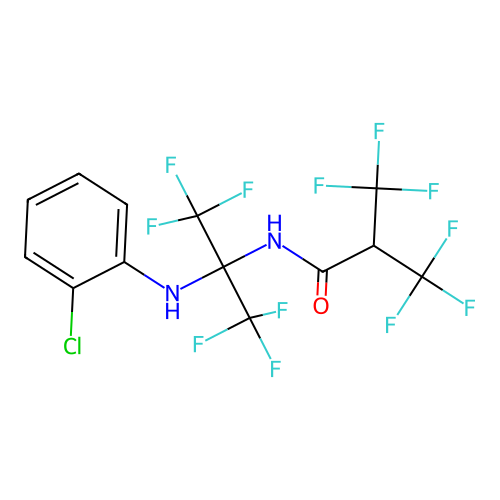 N-(2-((2-chlorophenyl)amino)-1,1,1,3,3,3-hexafluoropropan-2-yl)-3,3,3-trifluoro-2-(trifluoromethyl)propanamide structure