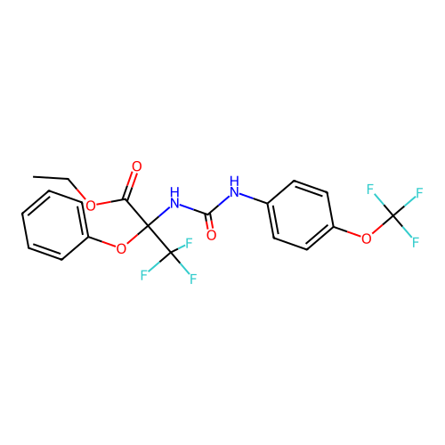 Ethyl 3,3,3-trifluoro-2-phenoxy-2-[[4-(trifluoromethoxy)phenyl]carbamoylamino]propanoate structure