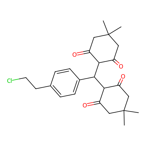 2,2'-((4-(2-Chloroethyl)phenyl)methylene)bis(5,5-dimethylcyclohexane-1,3-dione) structure