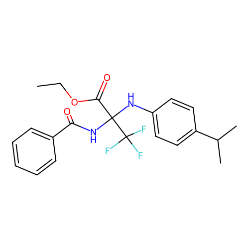 Ethyl 2-benzamido-3,3,3-trifluoro-2-((4-isopropylphenyl)amino)propanoate structure