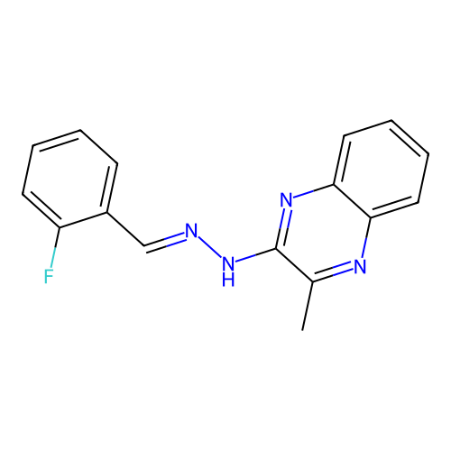 2-[(2E)-2-(2-fluorobenzylidene)hydrazinyl]-3-methylquinoxaline structure