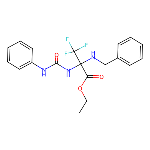 ethyl 2-(benzylamino)-3,3,3-trifluoro-N-(phenylcarbamoyl)alaninate structure