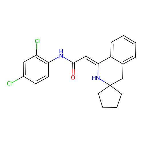 (Z)-N-(2,4-dichlorophenyl)-2-(2',4'-dihydro-1'H-spiro[cyclopentane-1,3'-isoquinolin]-1'-ylidene)acetamide structure