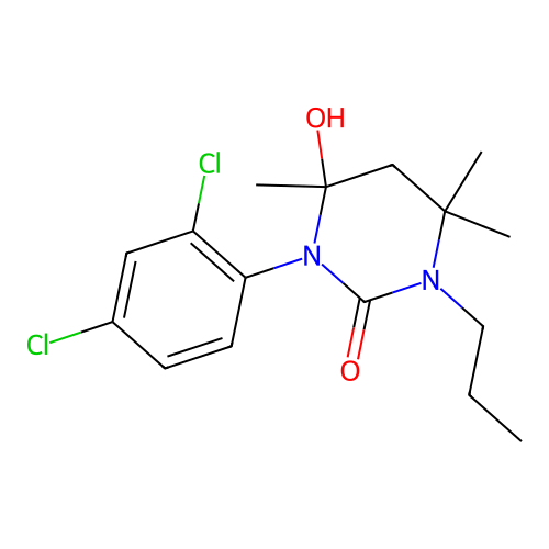 1-(2,4-dichlorophenyl)-6-hydroxy-4,4,6-trimethyl-3-propyl-1,3-diazinan-2-one structure