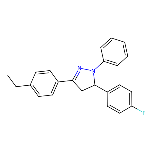 3-(4-ethylphenyl)-5-(4-fluorophenyl)-1-phenyl-4,5-dihydro-1H-pyrazole structure