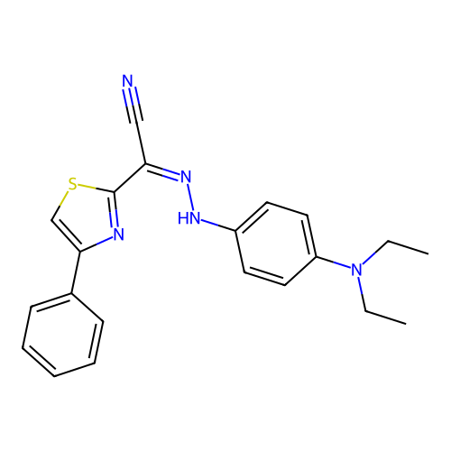 (2Z)-{2-[4-(diethylamino)phenyl]hydrazinylidene}(4-phenyl-1,3-thiazol-2-yl)ethanenitrile structure
