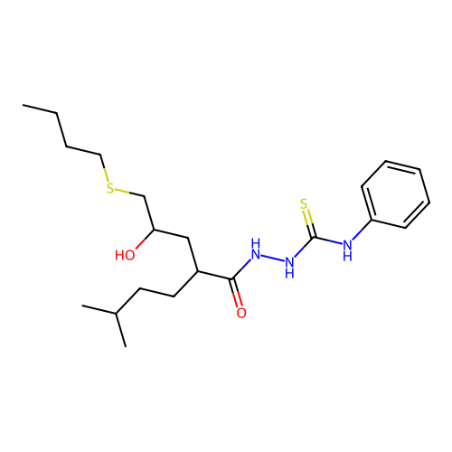 1-[[2-(3-butylsulfanyl-2-hydroxypropyl)-5-methylhexanoyl]amino]-3-phenylthiourea structure